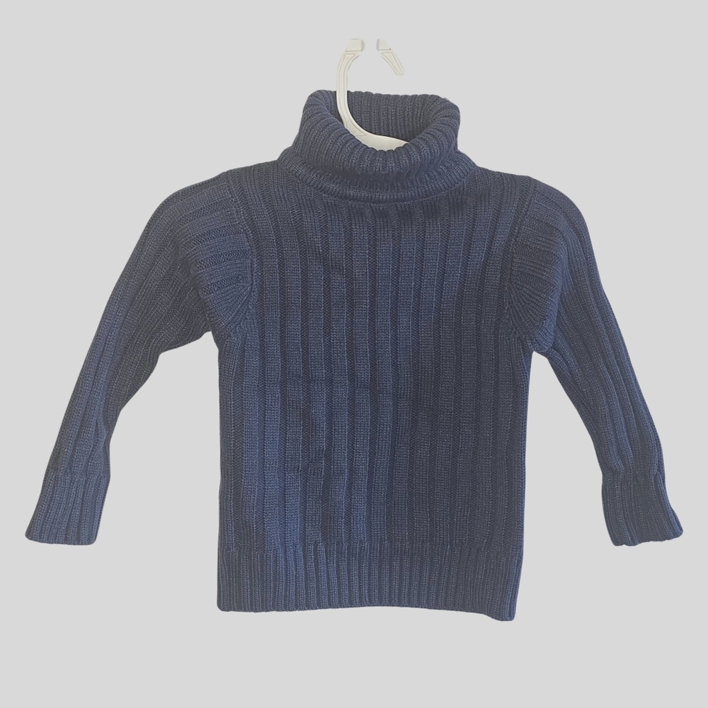 PatPat Ribbed Turtleneck Sweater Toddler Unisex Size 3-4Y Navy Blue